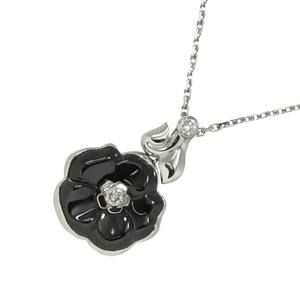 CHANEL Camellia Diamond Necklace, 45cm, K18 WG White Gold, 750 Ceramic, Flower